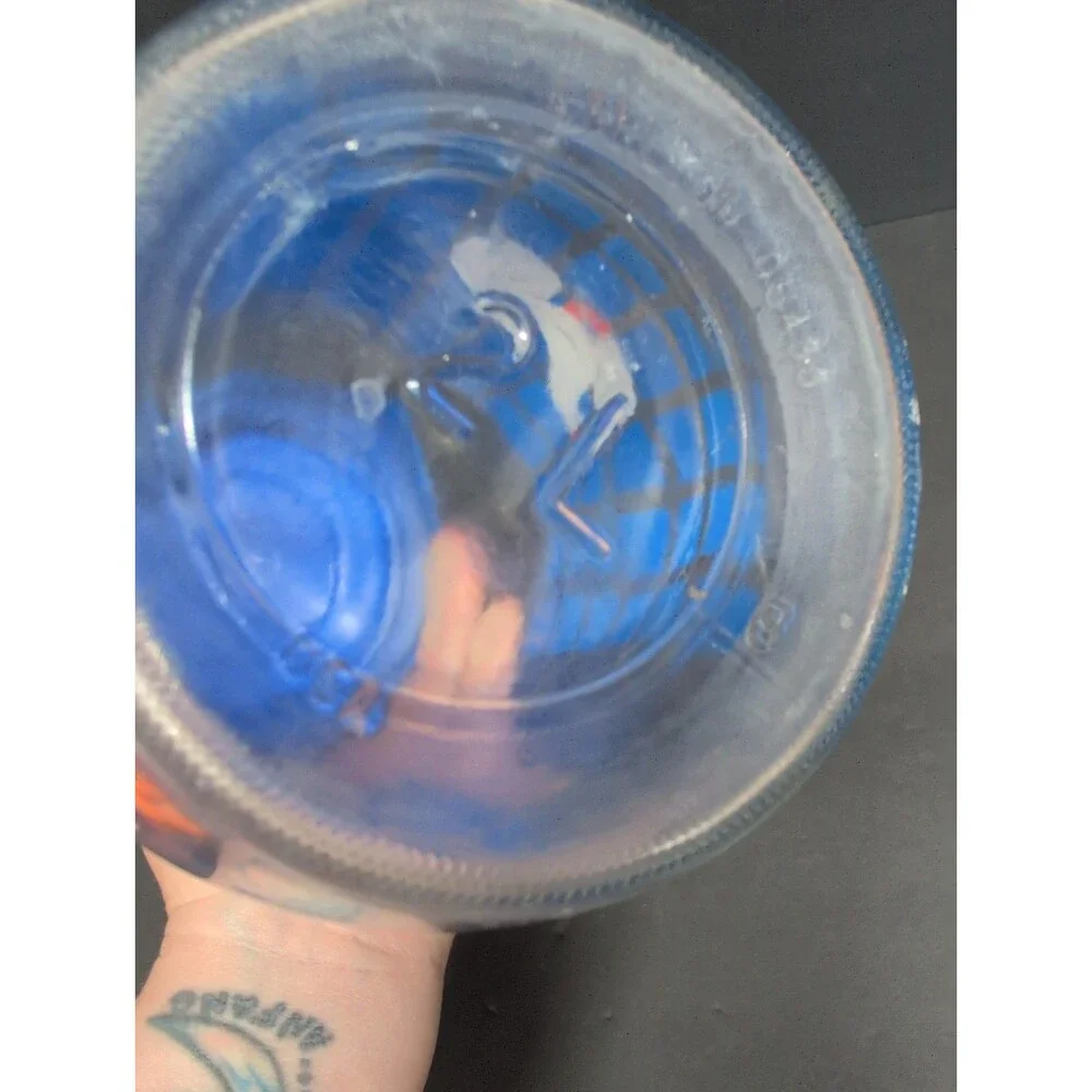 Carlton Glass Geese Clear Jar Blue Lid 2L Canister Goose Country Storage 1980's